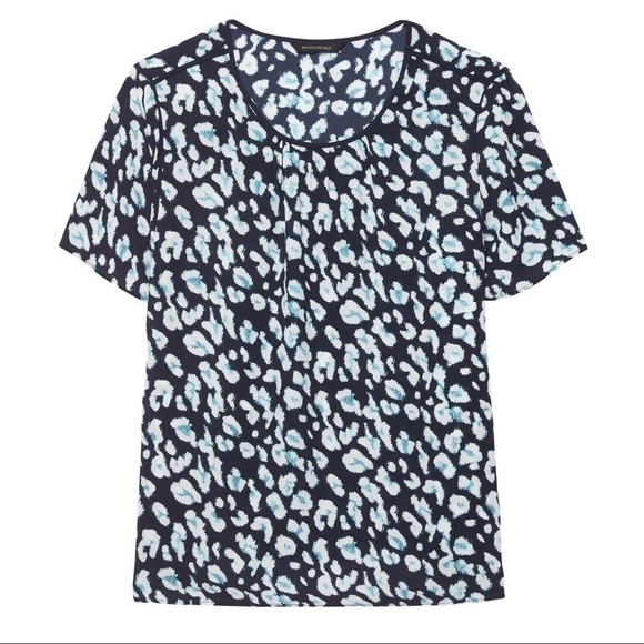 Banana Republic Piped Crew Neck Cool Leopard Top - Picture 1 of 8